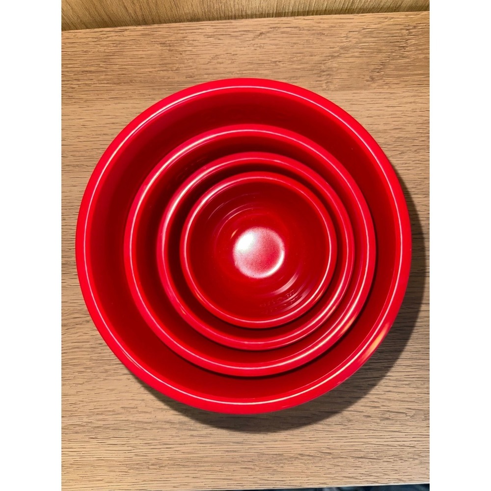 Sur La Table Red Melamine Nesting Prep Bowls Set of 4 Measuring Bowls - Picture 2 of 5